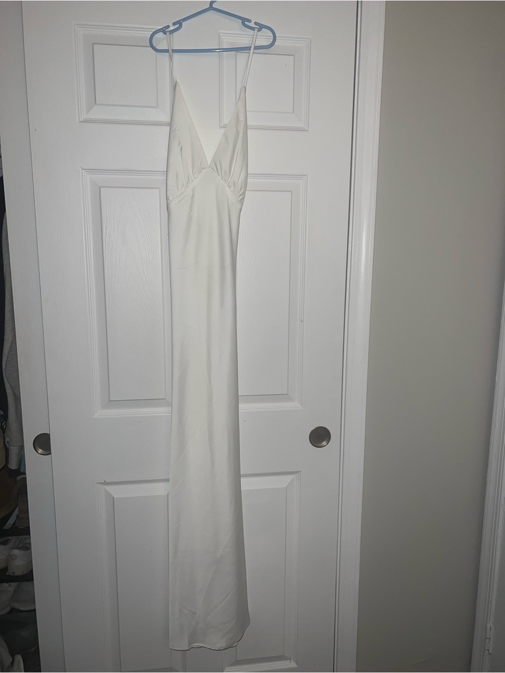 Anthropologie Ivory Slip Maxi Dress